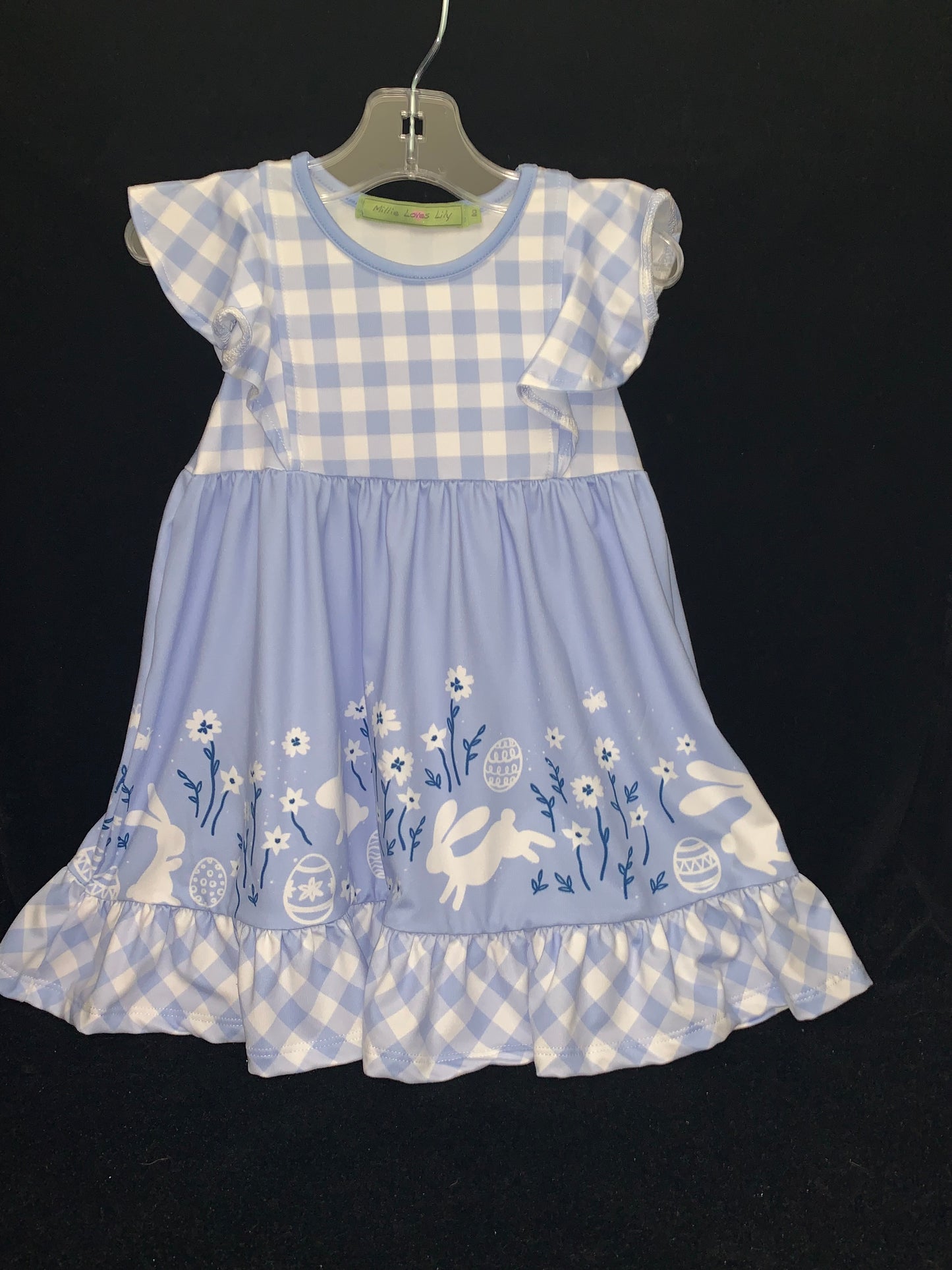 MLL & MM Girls Bunny & Daisy & Boys Periwinkle Gingham Shirt