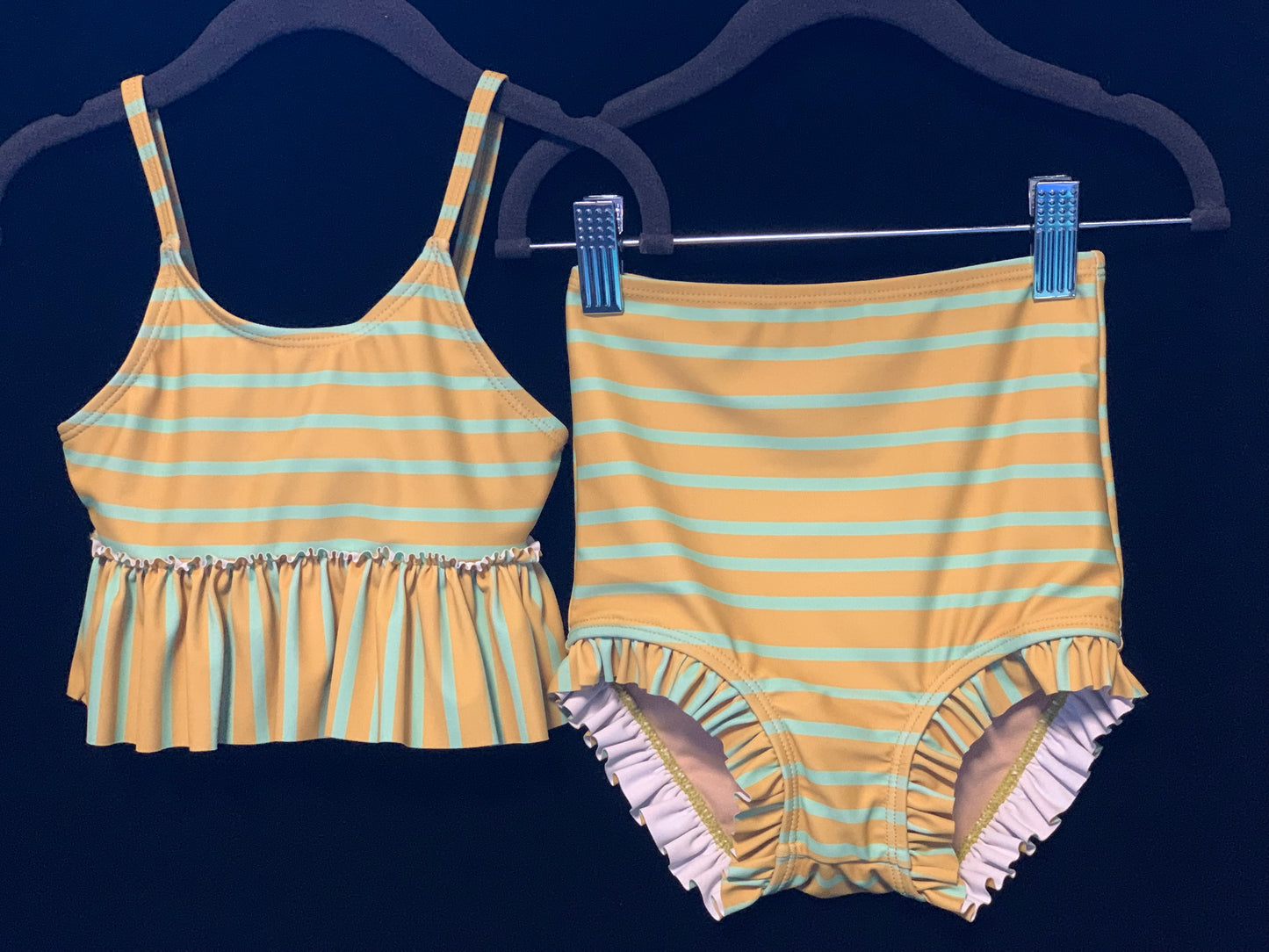 Kortni Jeane Girls 2 pcs Yellow Mint & Boys Yellow Mint Retro Trunk