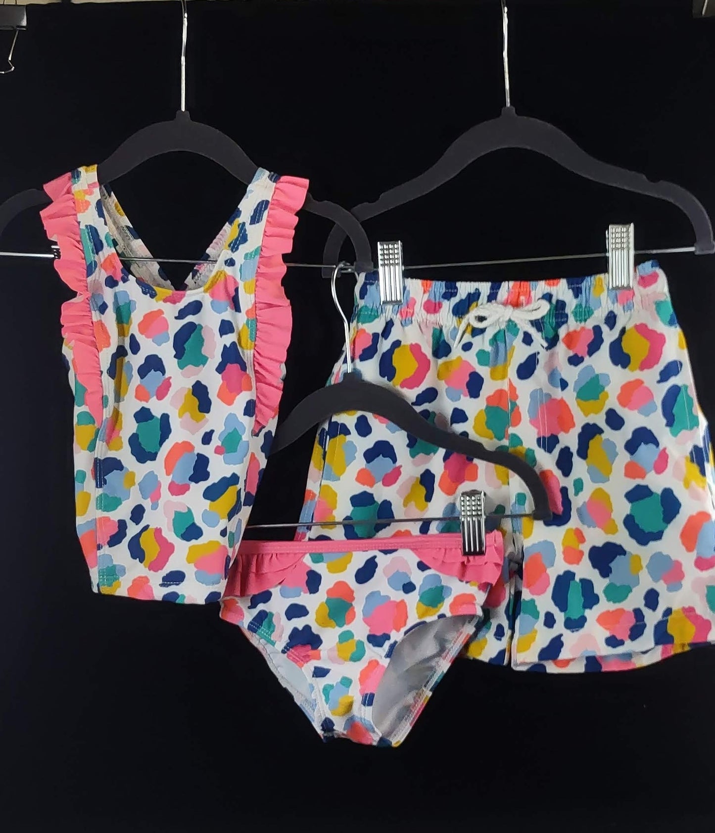 MLL & MM 5 Piece Set White & Navy Technicolor Leopard for Girl & Boy