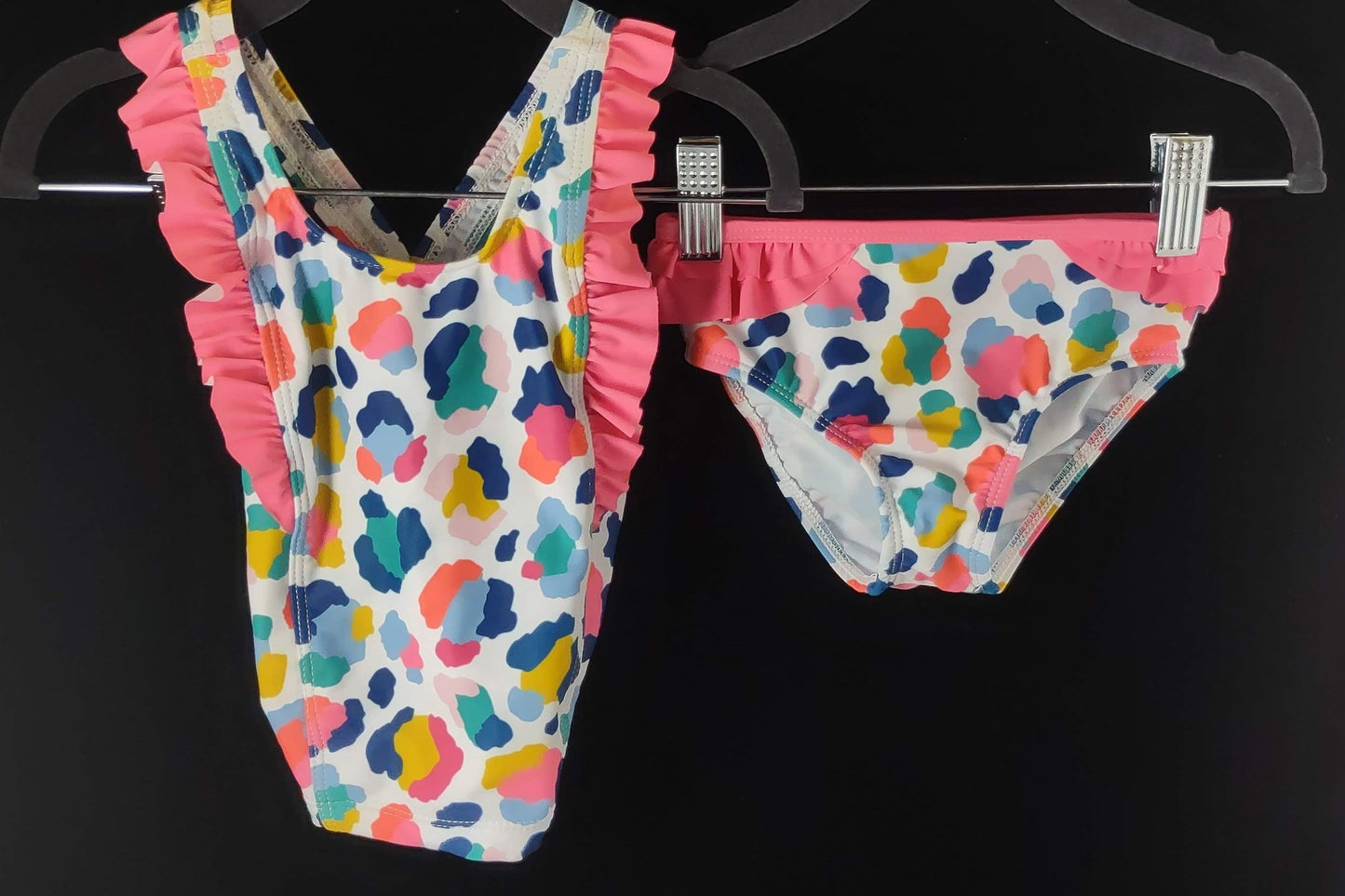 MLL & MM 5 Piece Set White & Navy Technicolor Leopard for Girl & Boy