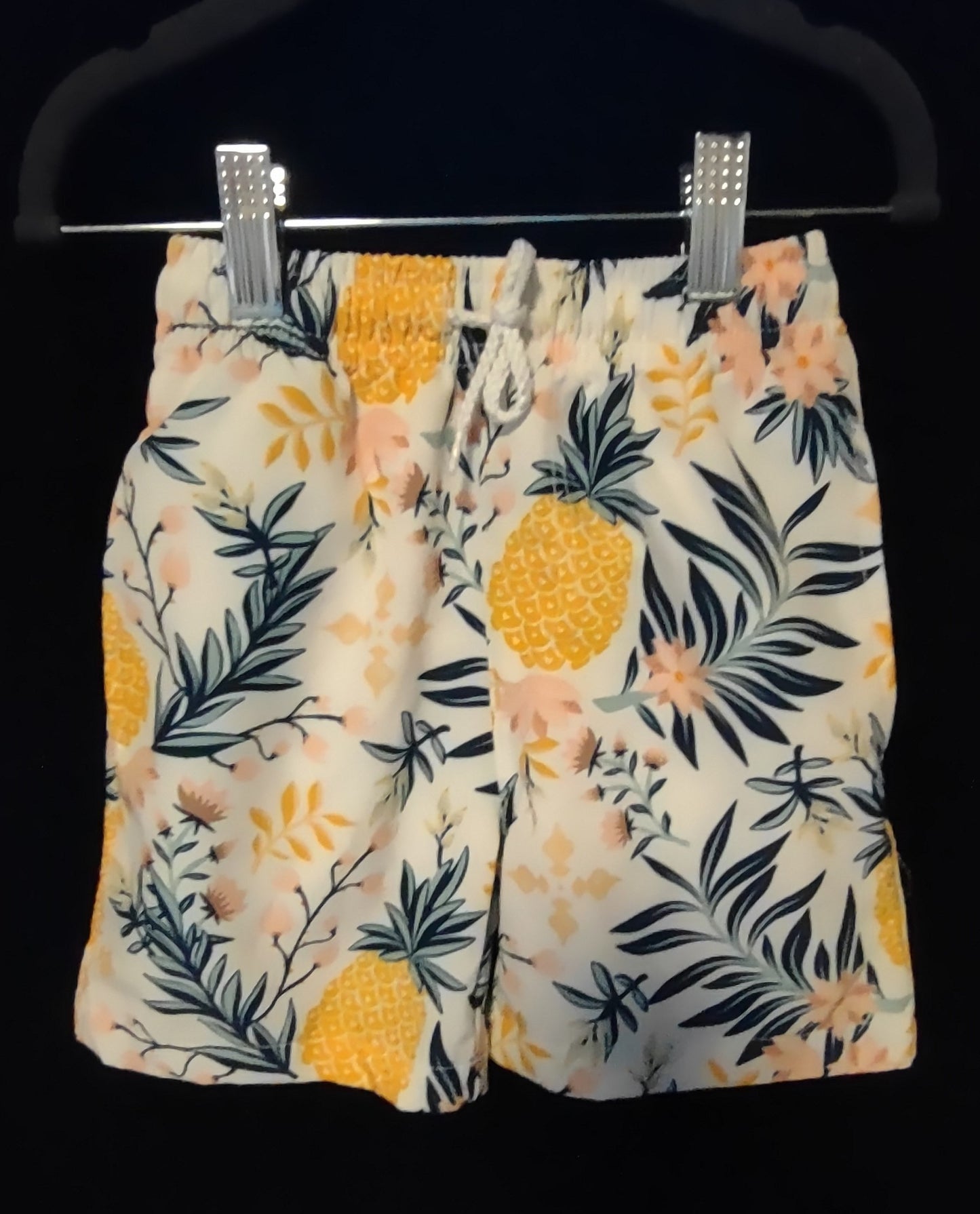 MLL & MM 3 Pcs White & Orange Pineapple Girls 2pcs & Boy Trunks w/Rash Guard