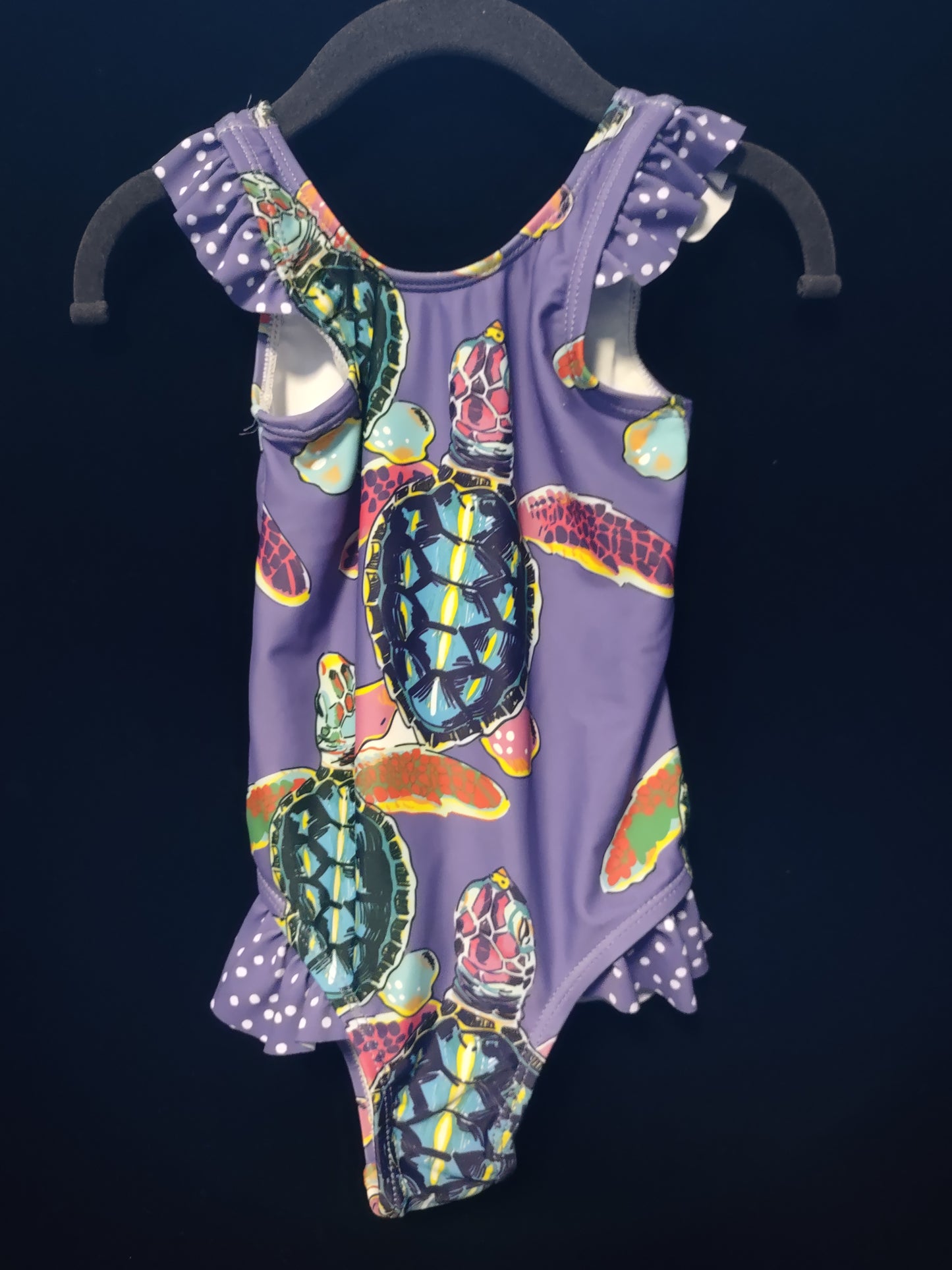 MLL & MM Purple & Turquoise Sea Turtle Ruffled Girls 1 pcs & Boys Trunks