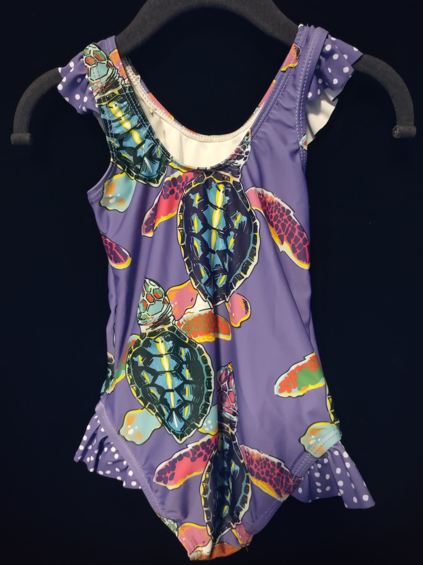MLL & MM Purple & Turquoise Sea Turtle Ruffled Girls 1 pcs & Boys Trunks