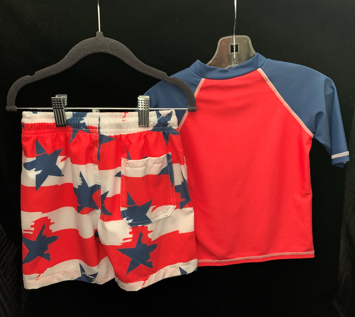 Millie Maxx Navy & Red Stars & Stripe Trunk w/Rashguard