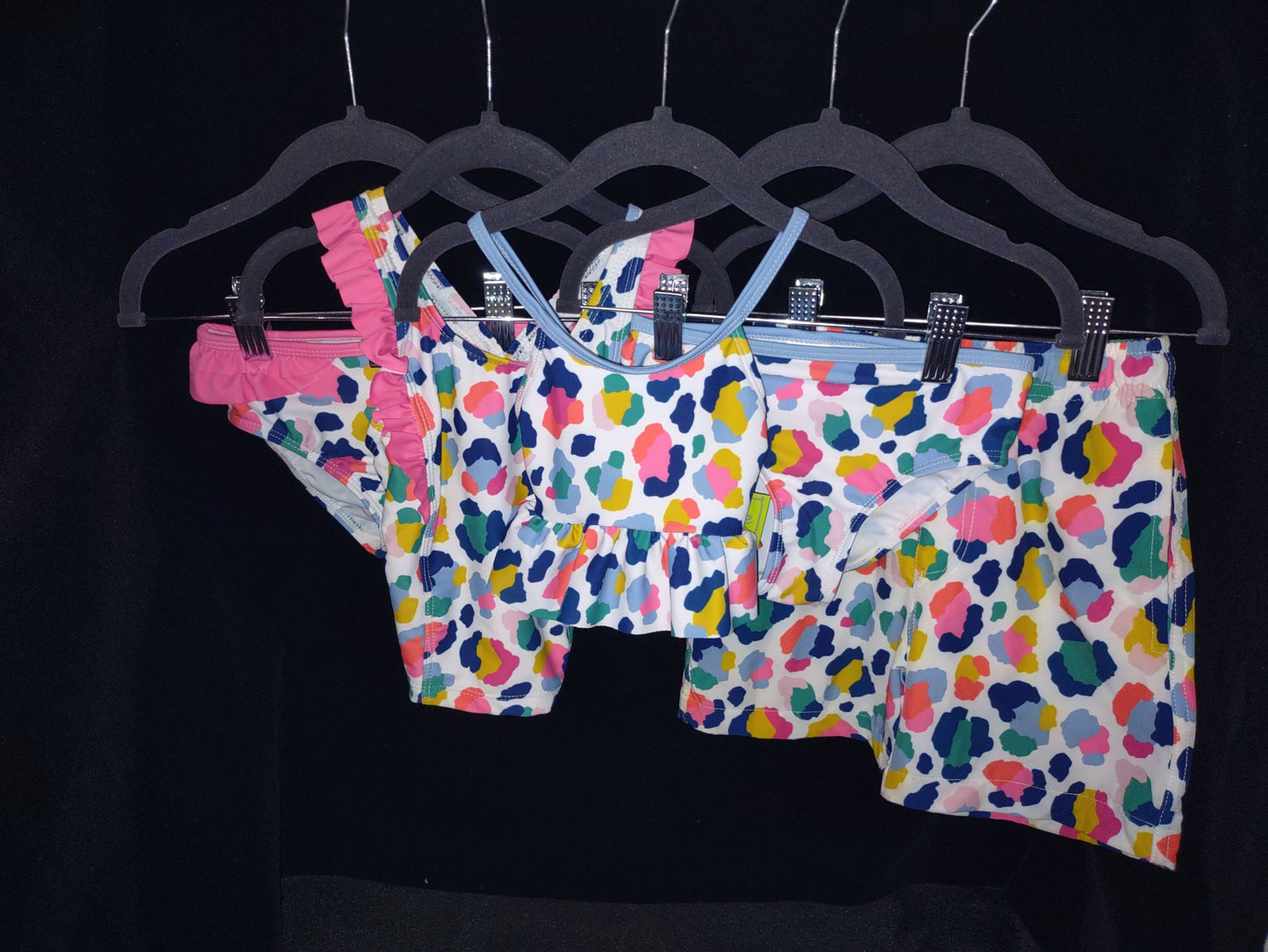 MLL & MM 5 Piece Set White & Navy Technicolor Leopard for Girl & Boy