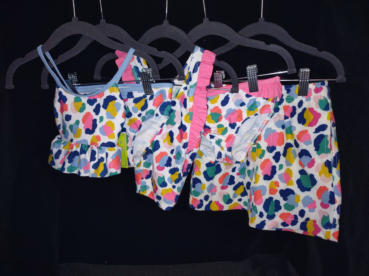 MLL & MM 5 Piece Set White & Navy Technicolor Leopard for Girl & Boy