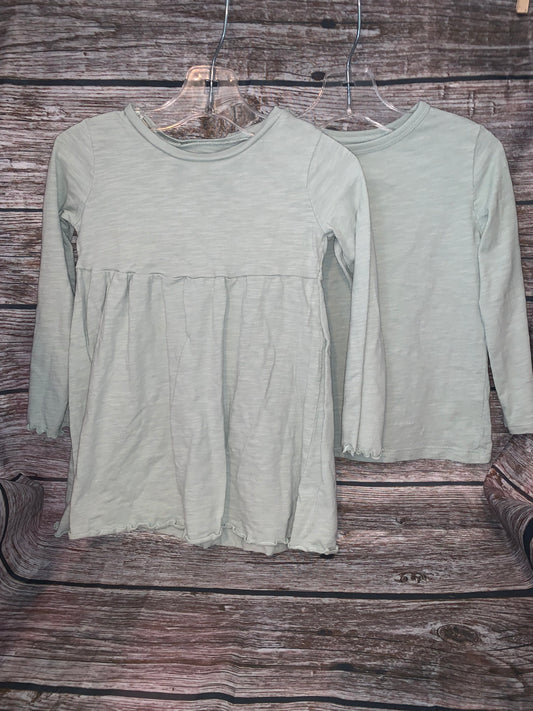 Little Co. Girls Lettuce Edge Dress & Boys Long Sleeve Tee