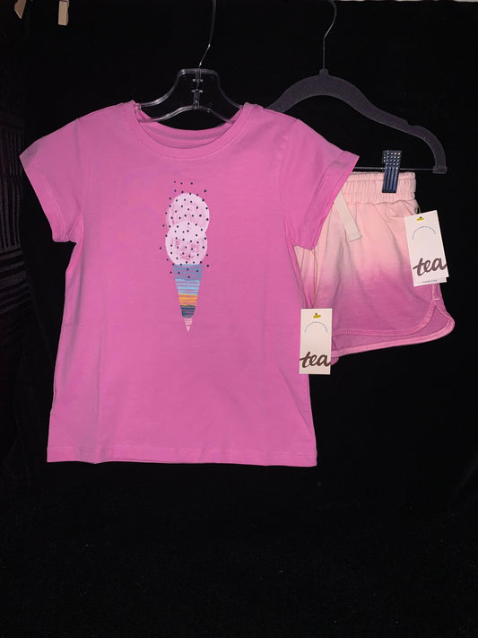 Tea Collection Girls Ice Cream Tee & Pink Dip Dye Shorts