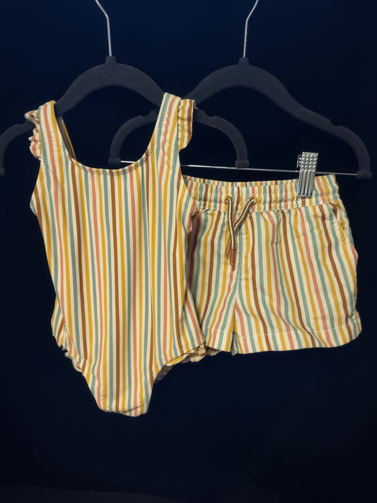 Zara Stripes Girl and Boy Swimsuit Set